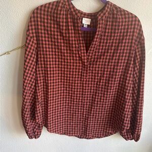 Red and Black Plaid Blouse